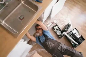 Fixing leaking pipe under kitchen sink