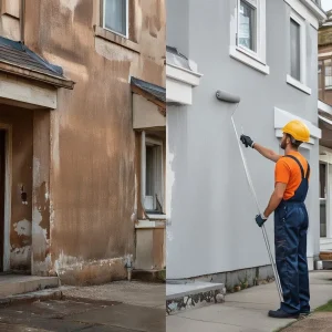 Before and after painted wall comparison